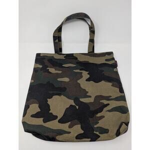 J.Crew Camouflage Canvas Tote Bag Shopping Shoulder Bag Green Brown Camo